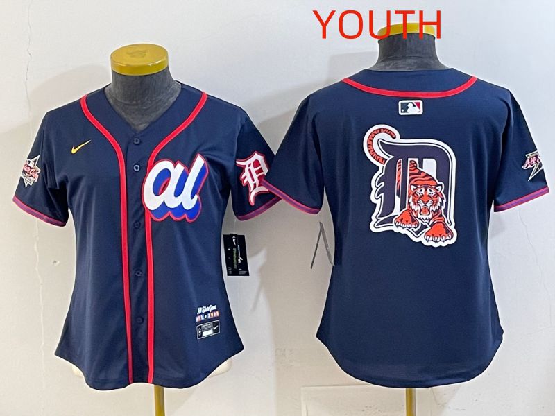 Youth 2025 Detroit Tigers Blank Drak Blue All star Nike MLB Jersey style 04->youth mlb jersey->Youth Jersey